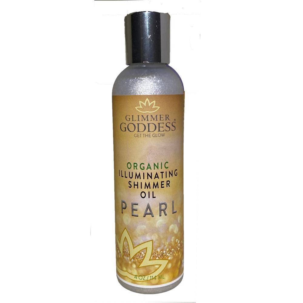 GLIMMER GODDESS Organic Illuminating Shimmer Body & Face Oils, Pearl, Radiant Glow & Hydration 4 oz. GLIMMER GODDESS Organic Illuminating Shimmer Body & Face Oils, Pearl, Radiant Glow & Hydration 4 oz.
