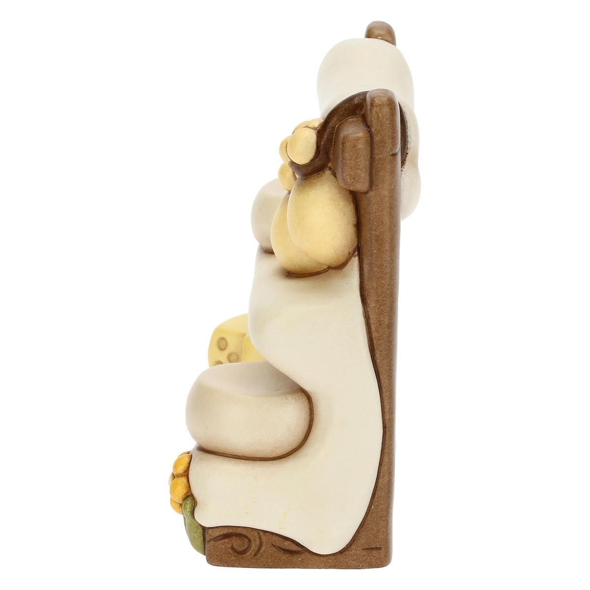 THUN - Presepe 2022 - Statuina Presepe Banco Formaggi in Ceramica Decorata a Mano - Linea Presepe Classico - 7,5x4,4x8,5 cm h