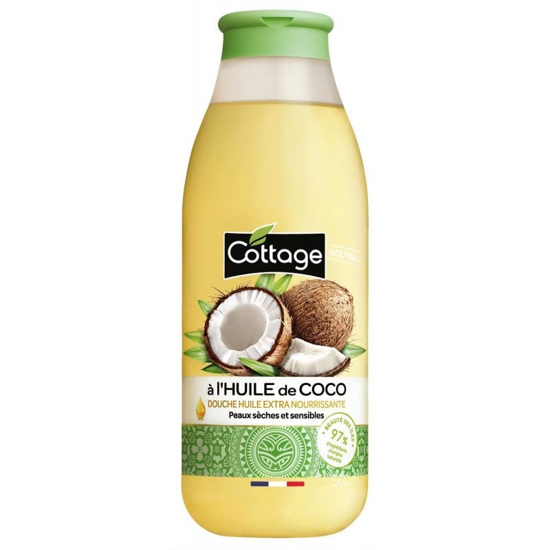 COTTAGE - Doccia olio prezioso all'olio di cocco, per una pelle idratata e satinata, formato 560 ml, confezione da 3
