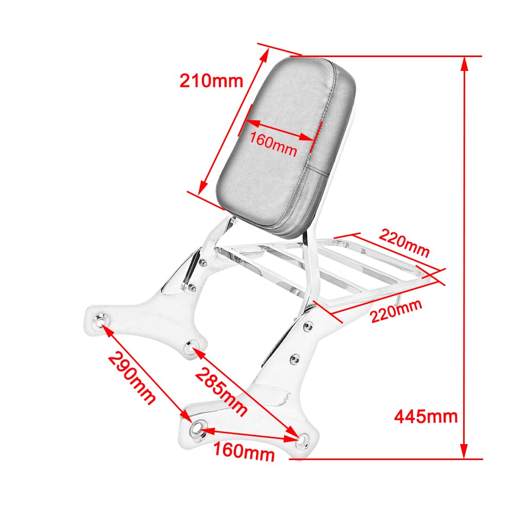 Schienale passeggero Sissy Bar con portapacchi per Honda Shadow ACE VT400 VT750 C2 RC44 VT 400 750 1997-2003