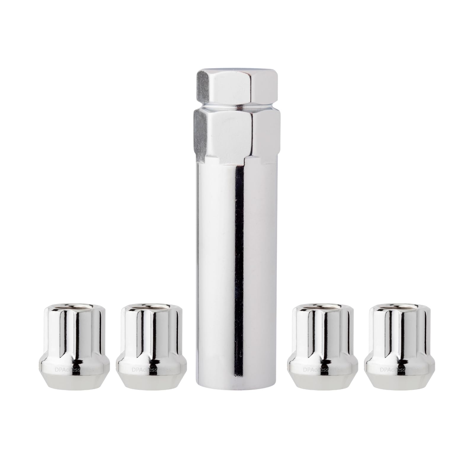 DPAccessories Chrome M14x1.50 Lug Nut Locks for Aftermarket Wheels | Open End Duplex Spline Tuner | 25mm (1