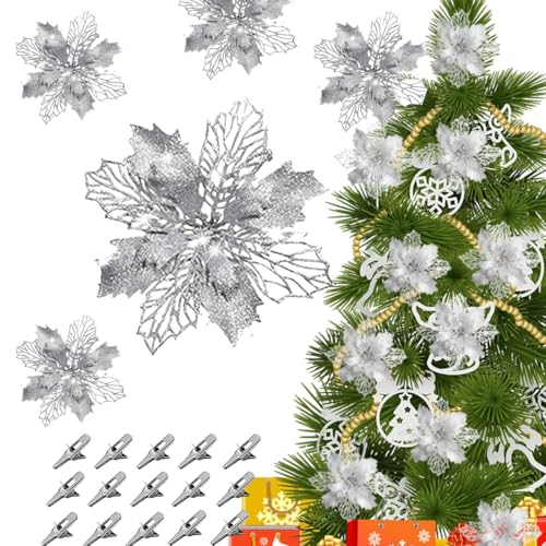 YEAPEAK 15 Stück Weihnachtsdeko Blumen, Weihnachtsblumen, Weihnachts...