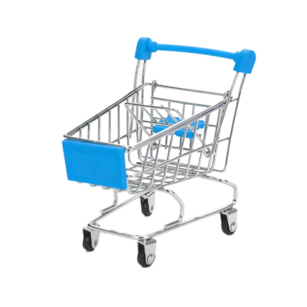 Mirweon Supermarket Hand Trolley Shopping Utility Cart Storage Basket Pretend Kids Toy