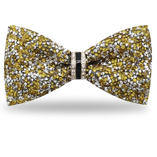 Image of Mens Rhinestone Bow Tie Pre-Tied Bow Ties for Men Adjustable Sparkle Sequin Bowtie Party Wedding