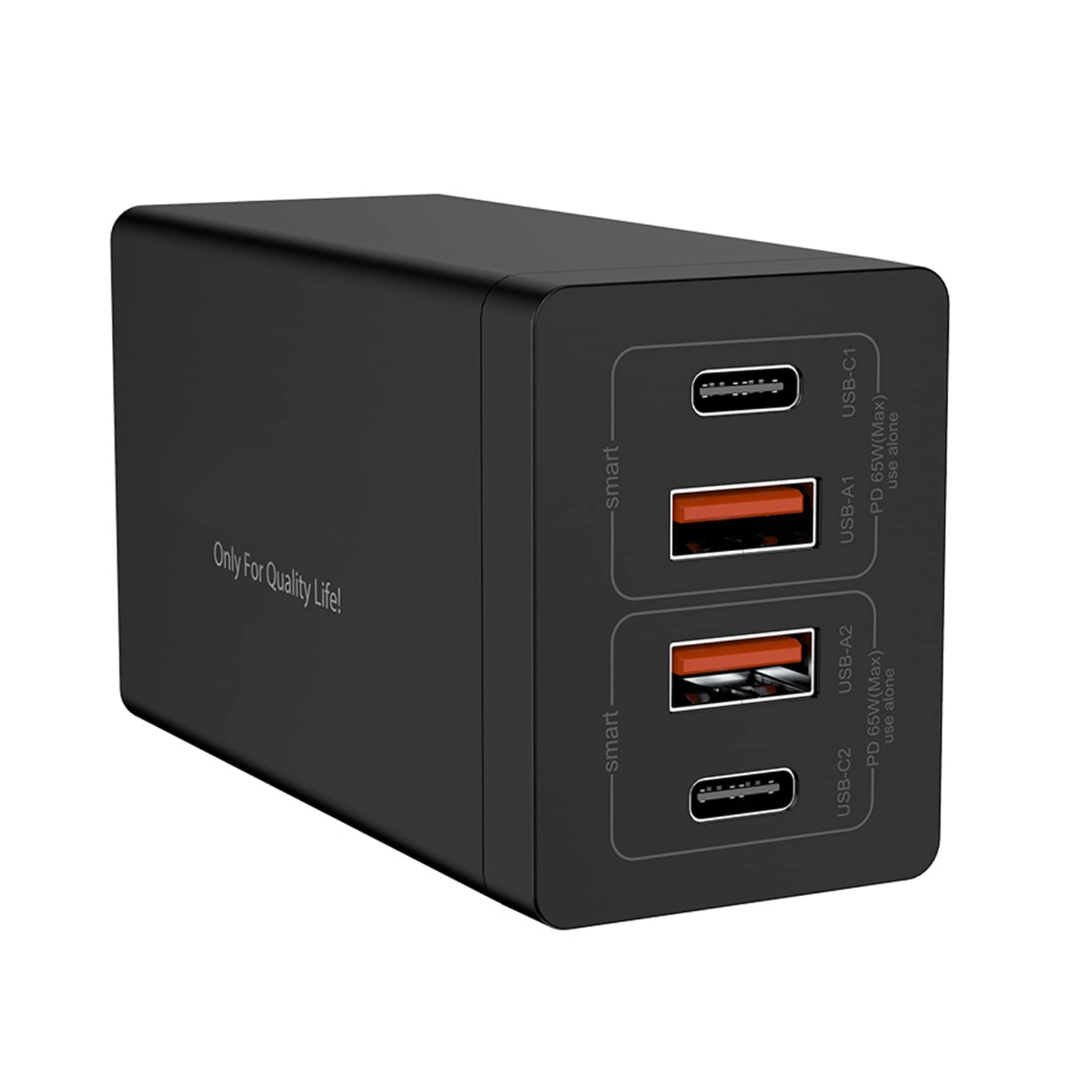 HUIOP Stazione di ricarica USB GAN 65W Hub di ricarica a 4 porte Caricatore rapido QC4.0 QC PD3.0 PD Caricatore da muro USB di o C per phone Tablet lap e altro