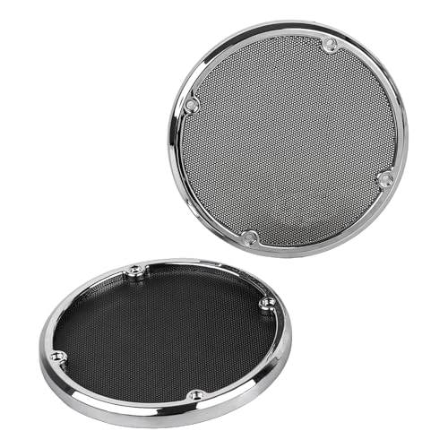 Image of Rear Speaker Trim Grills Mesh Covers Fit for Harley Electra Road Tri Glide Ultra Classic Limited 2014-2023, Black+Chrome