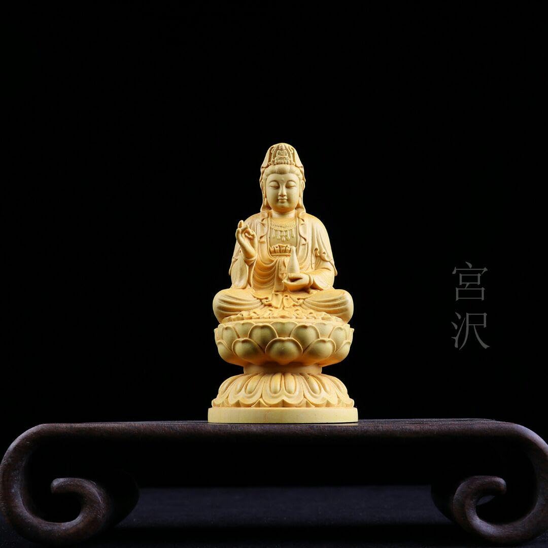 Amazon｜宮沢観音菩薩 木彫仏像 祈る厄除 彫刻工芸品 置物 供養品 開運 