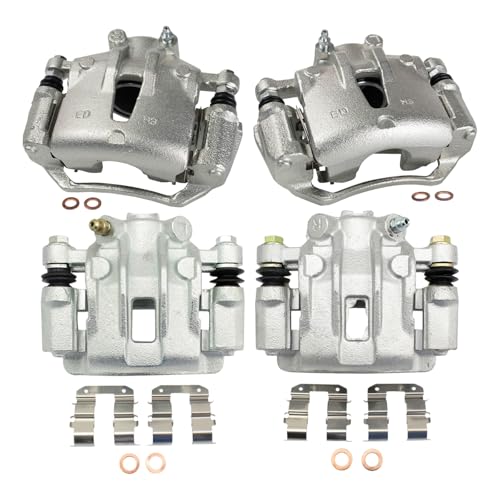 Image of TRQ Front and Rear Brake Caliper Set Zinc Coated Brackets Compatible with 2010-2013 Kia Forte Forte Koup
