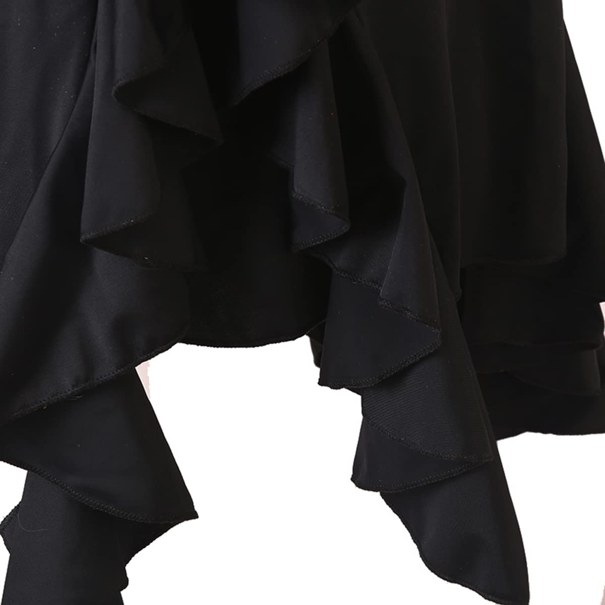 Damen Schwarz Latein Tanzkleider Ballsaal Salsa Samba Rock Latein Turnierkleid Asymmetrischer Saum Schlitzrock Weibliches Kleid Lateinischer Tanz Quaste