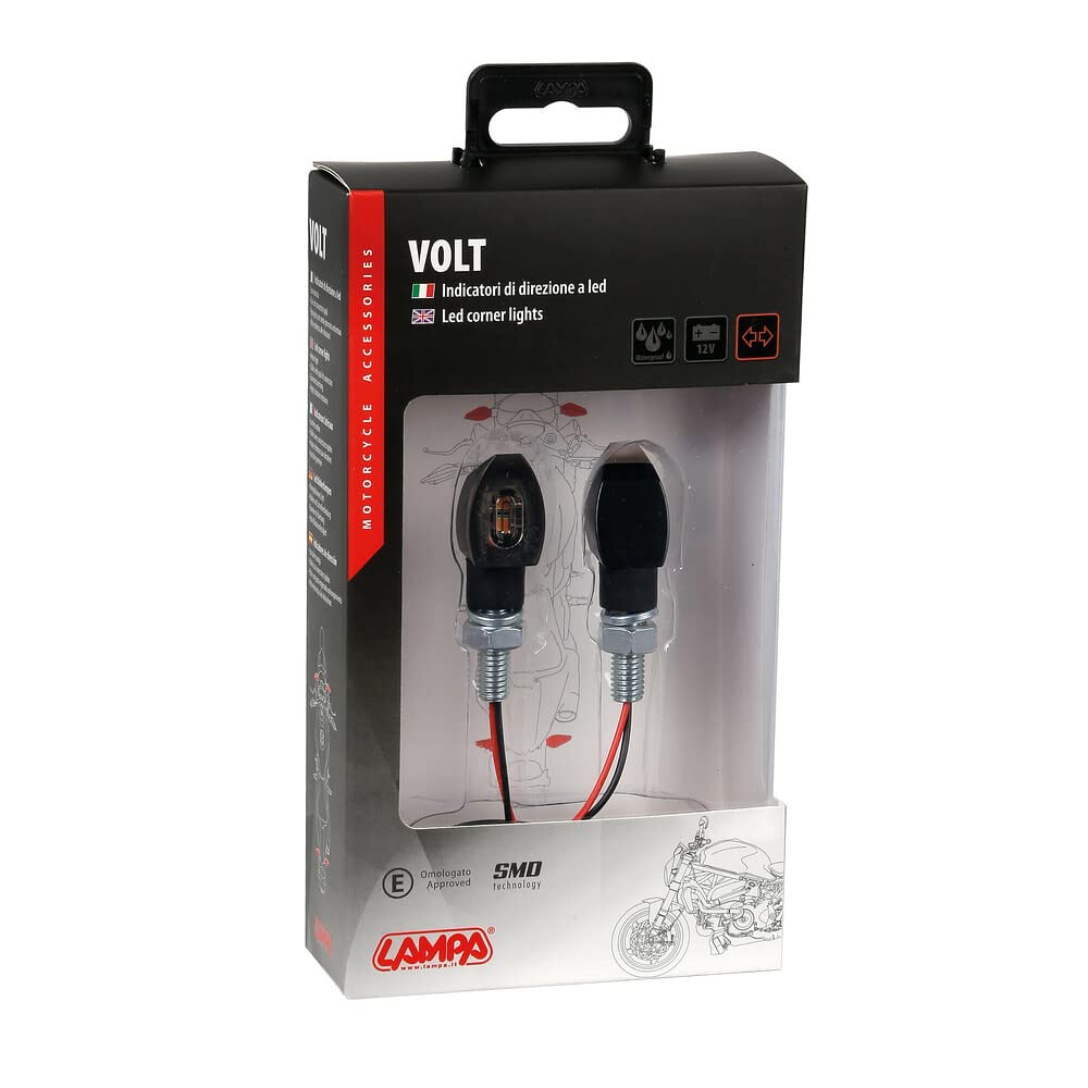 COMPATIBILE CON PER ASPES COPPIA DI FRECCE A LED OMOLOGATE PER MOTO LAMPA FRECCIA SPORTIVA MICRO 12V NERA CON LUCE ARANCIO 36X18 MM