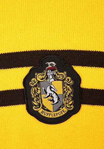 elope Harry Potter Hufflepuff Deluxe Knit Scarf - Striped with Embroidered Crest, Officially Licensed - Yellow4