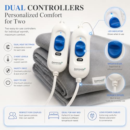 Image of Superior ISO Certified & ZED Certified Electric Under Blanket | Double Bed Size(150cmx150cm) | Shock Proof | Bed Warmer with Multiple Heat Controls (Body, Foot, High, Low) |10 Year Warranty