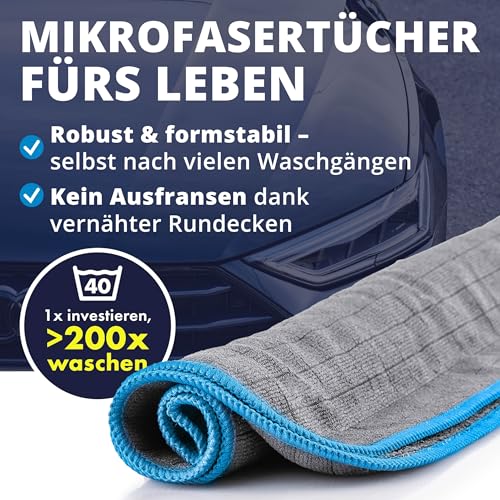 LICARGO Mikrofasertücher Auto 6er Set - fusselfrei und saugstark für Autopflege innen & außen - lackschonend mit 380 GSM - 40×40 cm zum Polieren, Reinigen & Trocknen von Lack, Glas und Innenraum
