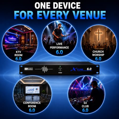 Image of DaBeatz XTR 6.0 Feedback Suppressor, 6 Mic In / 6 Line Out Anti-Howling Processor with Auto Feedback Elimination, Frequency Shift & 24-Bit /96kHz DSP for Stage, Conference, PA System & Karaoke