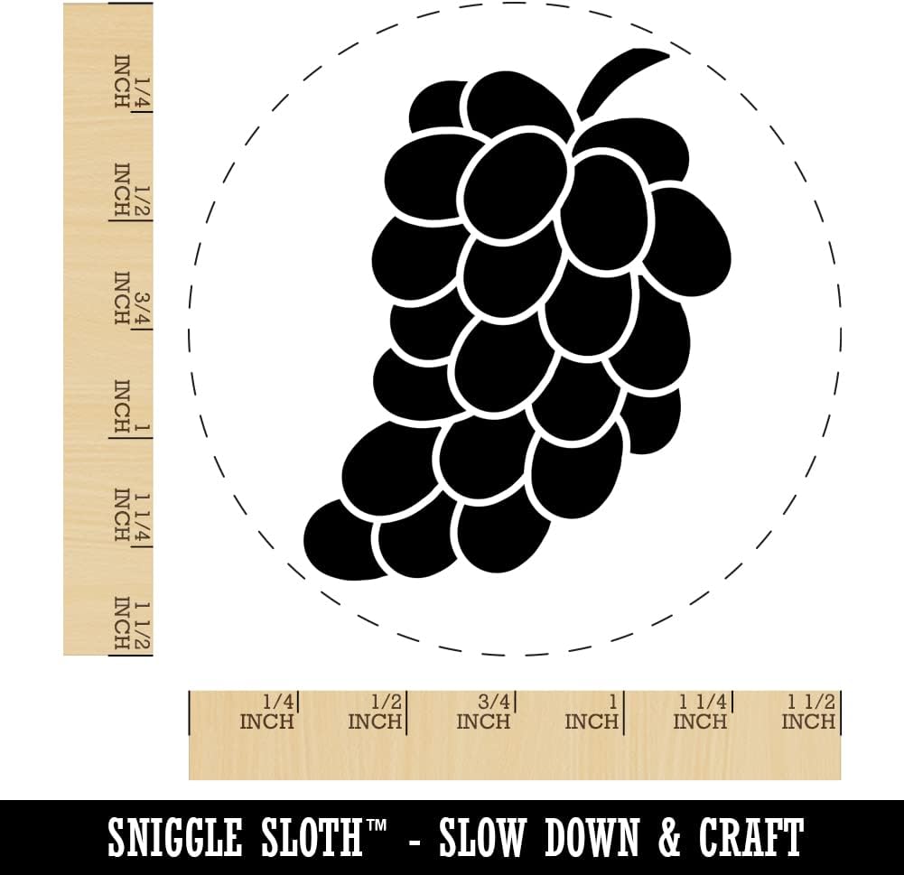 Bundle of Grapes Fruit Solid Self-Inking Rubber Stamp Ink Stamper for Stamping Crafting Planners - 1-1/2 Inch Large - Red Ink