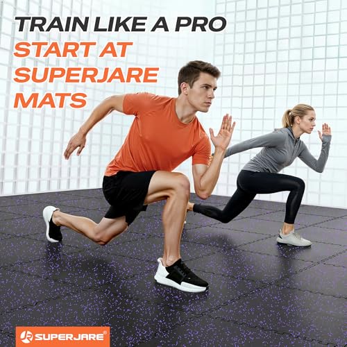 Image of SUPERJARE 0.56'' Thick 96 Sq Ft Rubber Top Gym Flooring for Home Gym
