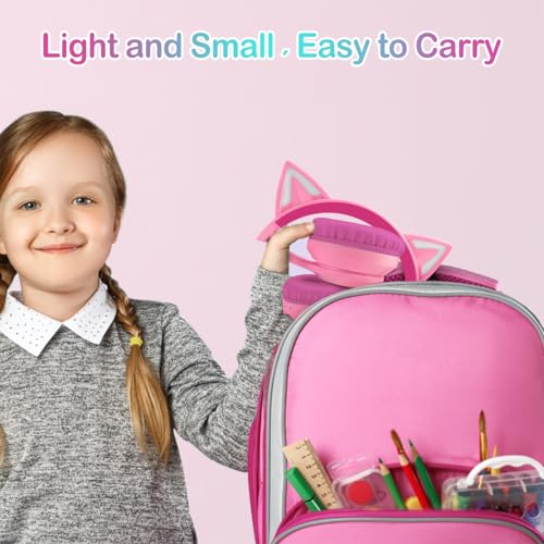 Image of LOBKIN Bluetooth 5.3 Kids Headphones with Case - RGB LED Light Up Cat Ears Foldable Adjustable Over-Ear Headset Support Wireless or 3.5mm Wired Mode for Toddler & Girls & Boys Teens (Rose Red)
