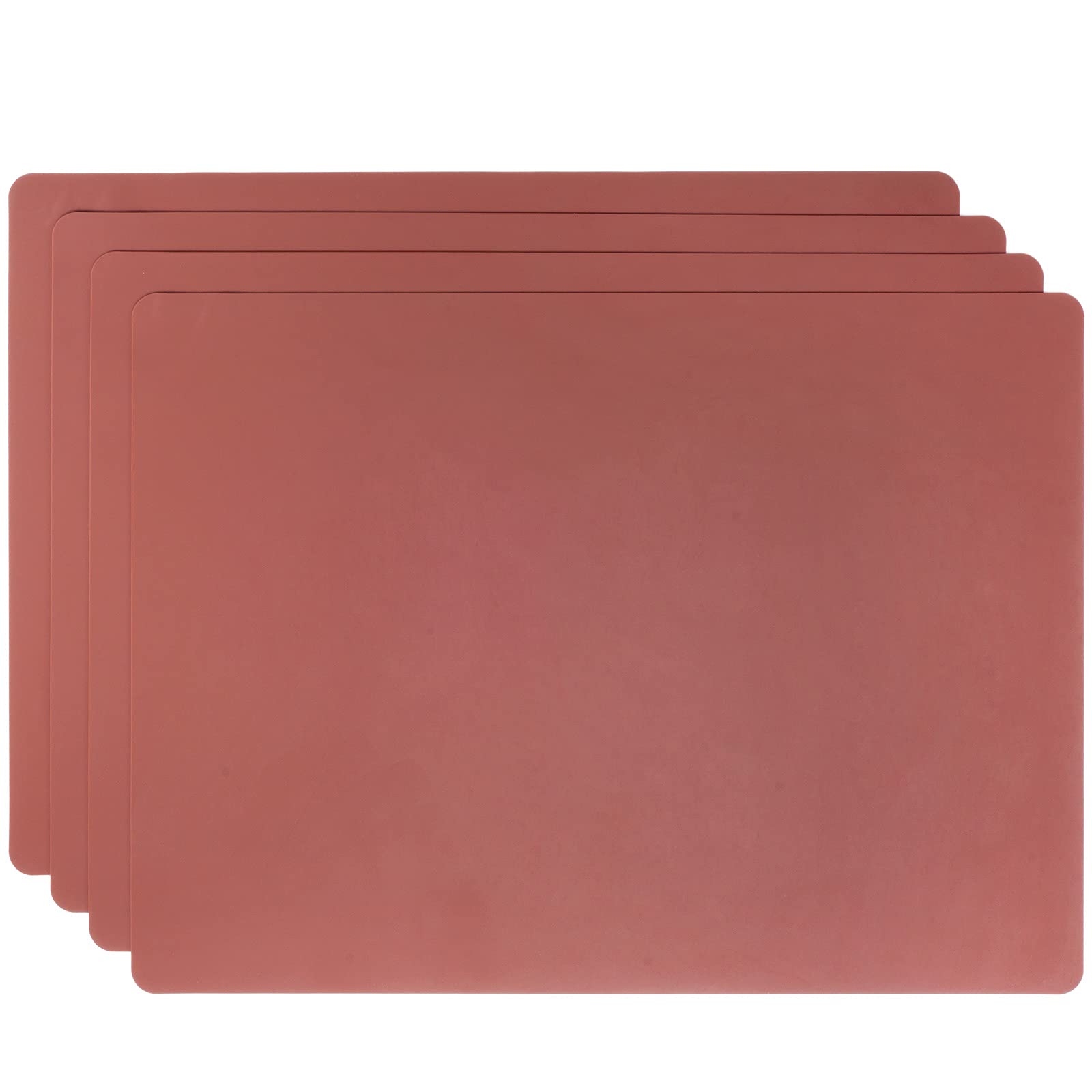 Silicone Placemats for Kids,4pcs Table Mat,Non Slip, Heat Resistant,Dishwasher Safe,40 x 30 cm,Brown, Set of 4-brown
