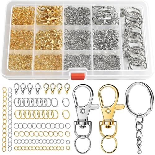 Reviews de Kits para hacer bisutería Top 10. 49 KCTOAMZ Kit de fabricación de llaveros de 968 piezas que incluye llavero, llavero, cierre de pinza de langosta y anillo de salto para hacer joyas DIY,Suministros para...