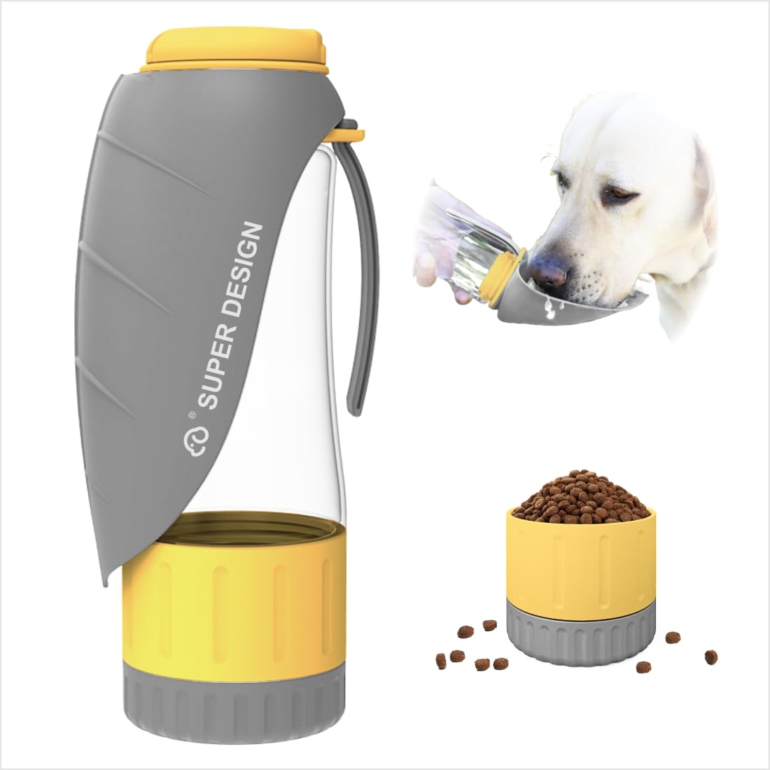 SUPERDESIGN Multi-Functional Portable Dog Water Bottle with Food