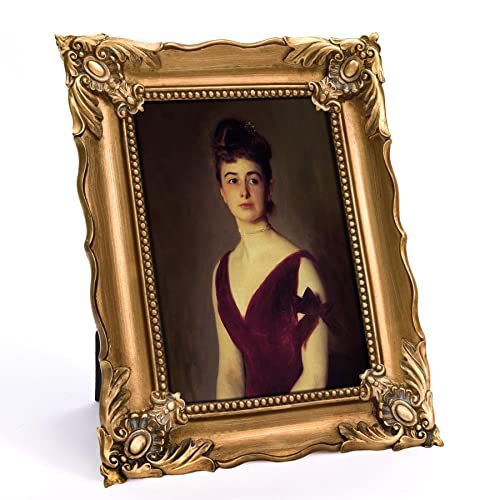 Image of Saysmile 5x7 Vintage Picture Frame with Embossed Flower Design, Ornate Gold Frame for 5x7 Pictures, Hand-Crafted Resin Antique Frames for Tabletop & Wall Hanging, Home Decor (Bronze)