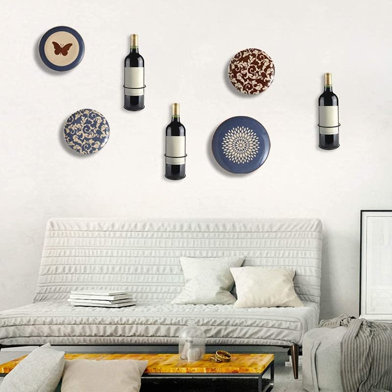 Image of Wall Mounted Metal Spiral Wine Rack with Screws | Wine Bottle Holder /Organizer /Display Shelf /Storage Rack, Black, Pack of 5