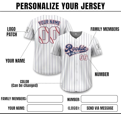 Personalized Mommy Daddy of The Rookie Baseball Jersey - Custom Rookie of The Year Jersey First Birthday Baseball Uniform Family Matching Outfits White miniatura 2