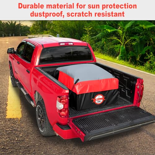 Image of Sailnovo Truck Bed Cargo Bag, 26 Cubic ft Waterproof Cargo Bag for Truck Bed, Heavy Duty PVC Truck Cargo Bag Fits Any Truck Size with 6 Stretch Cord, Packing Bag (50''x40''x22'') Red