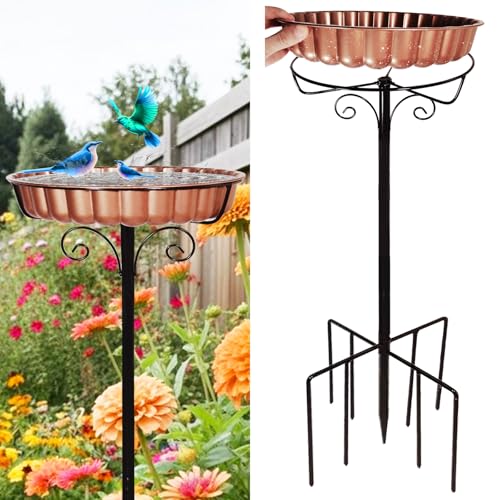 AGGQQA Rustproof Metal Bird Bath for Outside Colourfast Birdbath Outdoors Vintage Yard Decor Lawn and Garden Pedestal Bird Baths Stand Bowl 9-Pronged Base