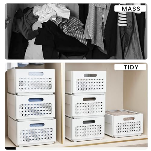 LUTITASD Closet Organizers and Storage, 2 Pack Stackable Storage Drawers, Plastic expandab - image 5