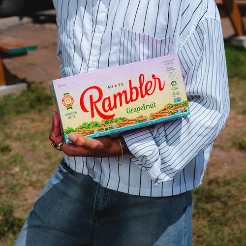 Image of AUTX RAMBLER Sparkling Water, Texas Limestone Mineral Blend, Grapefruit Flavor, 12-Ounce Cans, Three 8-Packs (24 Cans)