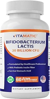 Vitamatic Bifidobacterium lactis - 20 mil millones por cápsula DR - 60 unidades - Soporte digestivo - Fabricado con fibra prebiótica de inulina