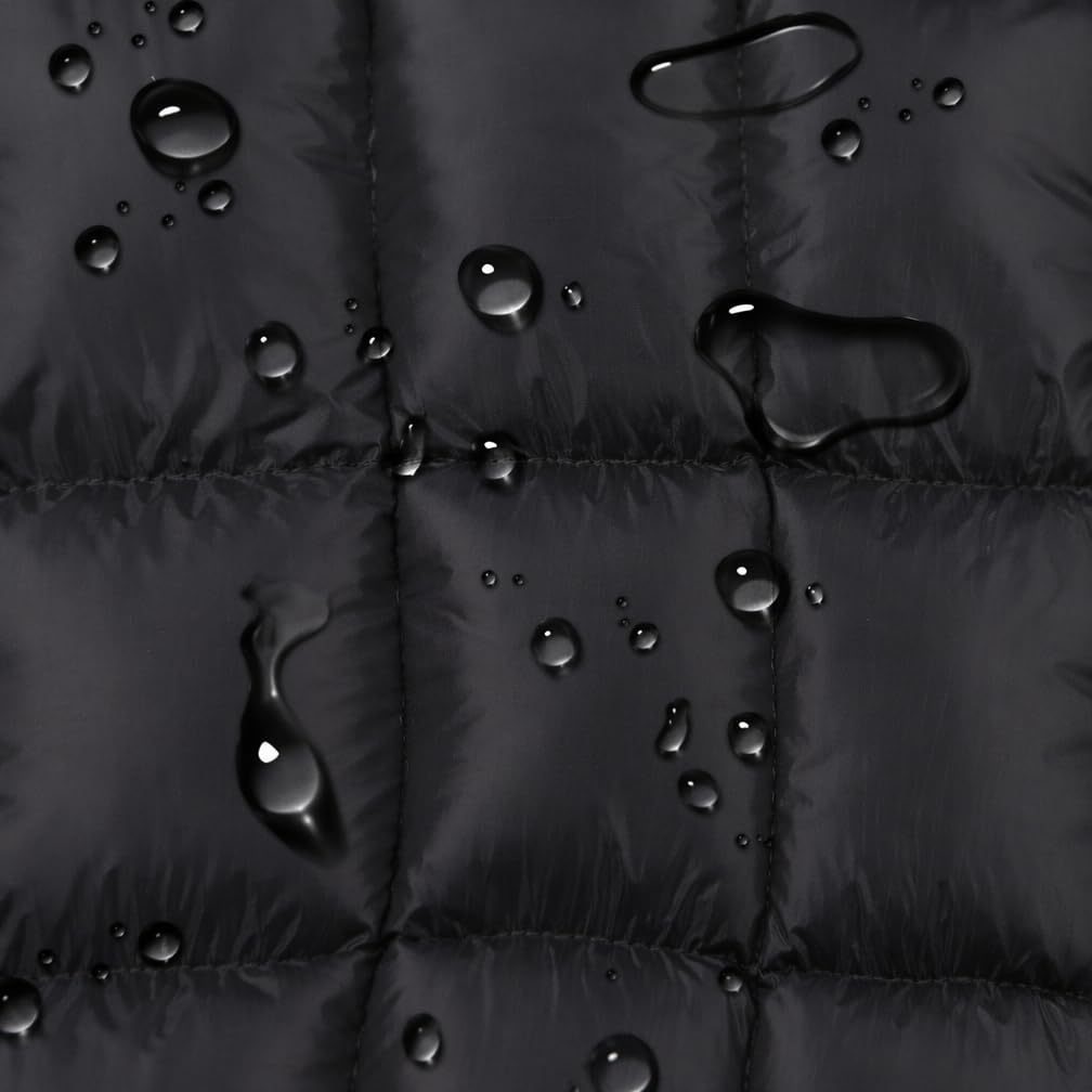 Couverture de camping 100 % duvet de canard – 145 x 184,9 cm, légère et pliable, coque résistante à l'eau 20D, compacte et chaude pour la randonnée, les voyages et le camping en plein air