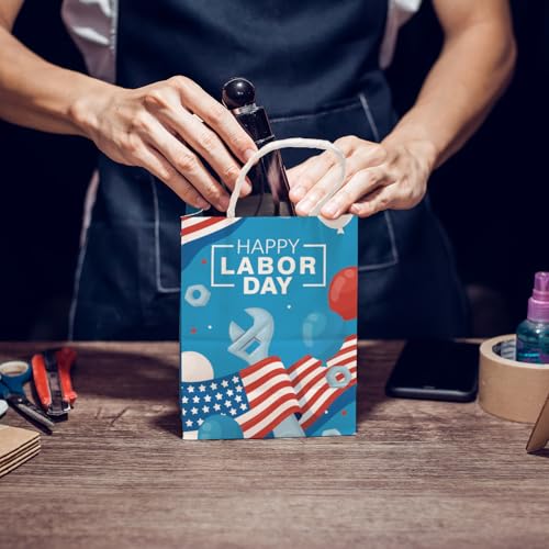 DoneJPee 16 Pcs Labor Day Gift Bags, American Patriotic Holiday Party Favor Treat Goodie Bags, Labor Day Party Decorations And Supplies for Staff Employee Colleagues - Image 5