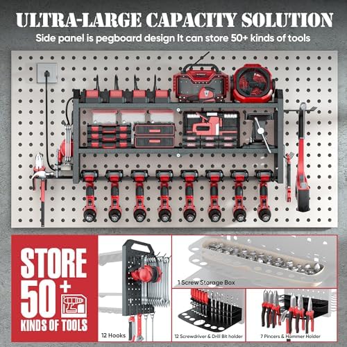 Nacial Power Tool Organizer Wall Mount – Adjustable middle shelf height