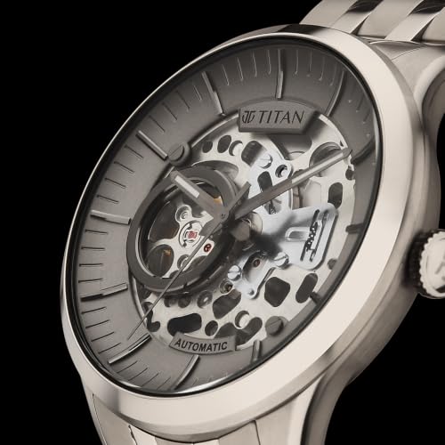 Image of Titan Plain 3 Hands Automatics Anthracite Round Dial Titanium Colour Titanium Strap Mens Watch - NU90140TM01