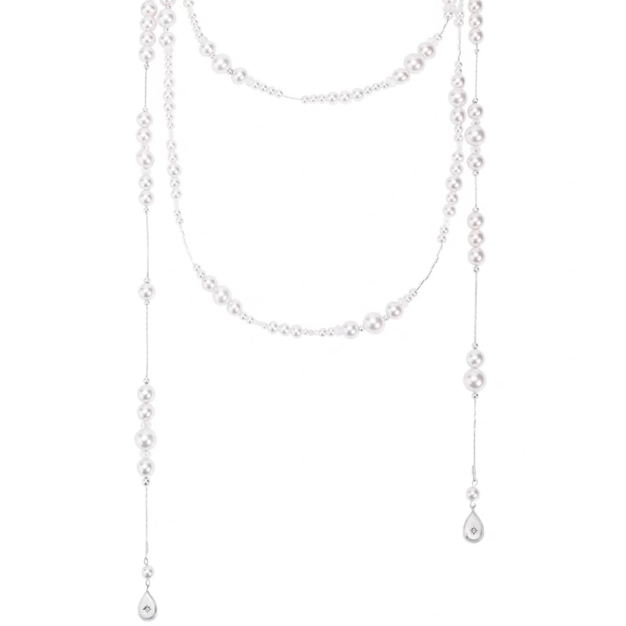 IDOKAWA Long Layered Pearl Necklaces for Women, Vintage Statement Jewelry