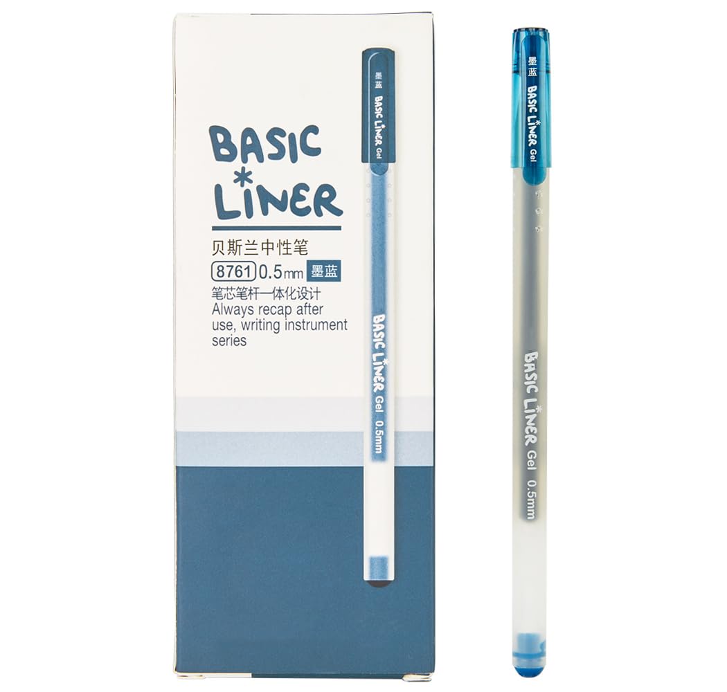 czxwyst 8761 Basic Liner Gel Ink Pens 0.5mm Fine Point (Blue-Black Color 12-Pack)