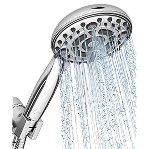 LOKBY 5″ High Pressure Handheld Shower Head 6-Setting – High Flow Even with Low Water Pressure – Hand Held Showerhead…