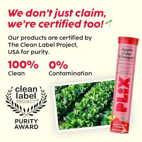 Image of THE PLANT FIX Apple Cider Vinegar Effervescent Tablet with mother | Supports Metabolism & Appetite Control I With 500mg ACV, Vit B6 & B12 I No Maltodextrin, No Added Sugar I Pack of 1 (15 tablets)