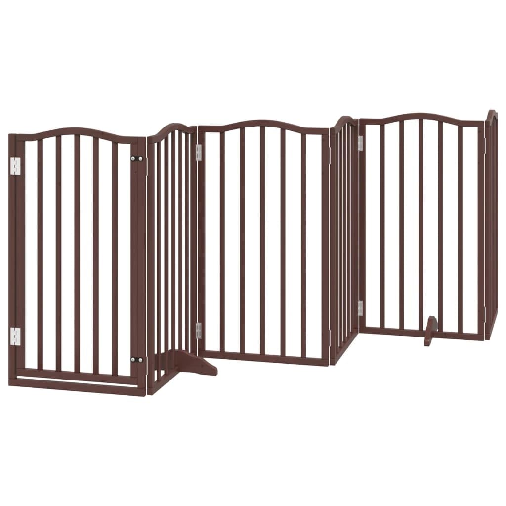 Puerta plegable para perros con puerta de roble marrón, 300 cm de ancho de madera de álamo con pintura a base de agua, sin necesidad de taladrar, ideal para salón, cocina y escaleras