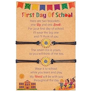 First Day of School Bracelet Mommy and Me Prek Matching Wish Bracelets Set Adjustable Bracelet for Boys Girls Gifts Stuff Bulk