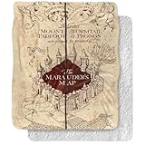 Harry Potter Blanket, 50'x60', Marauder's Map Silky Touch Sherpa Back Super Soft Throw Blanket