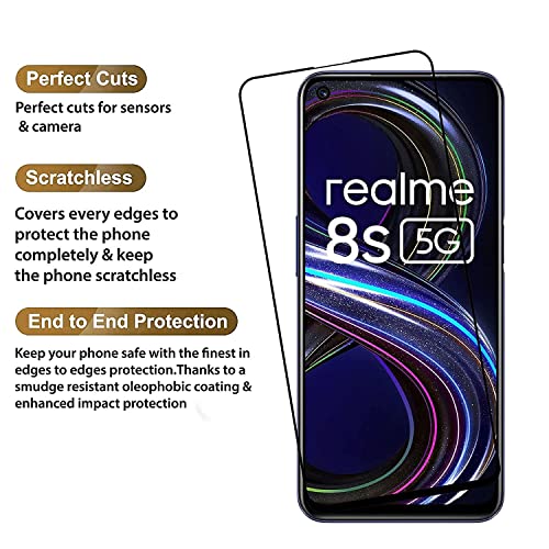 Image of Screen Protector for Realme 8s 5G | 8 5G (Black) Tempered Glass Edge-to-Edge 6D Screen Guard With Installation Kit
