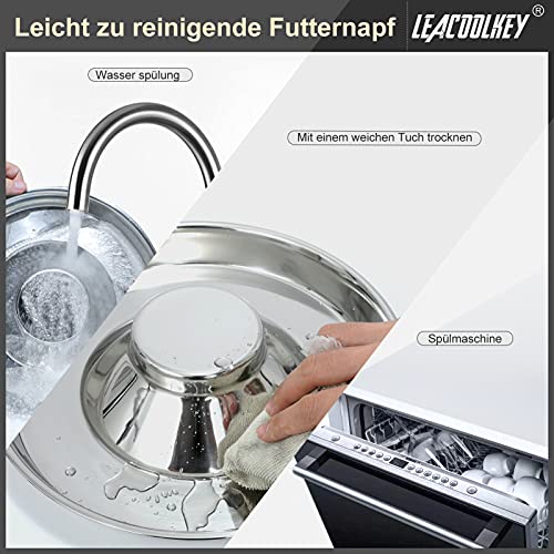 2 Stücke Welpen Edelstahl Hundenapf - LEACOOLKEY Hundefutter Wasserschale Langsam fütternde Entwöhnungsschüssel für Kleine Hunde Katzen Haustiere