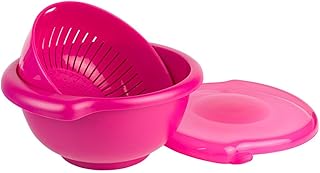 Hutzler 3-in-1 Berry Bowl Keeper, Colander & Container, Keeps Berries Fresh Longer, 1 Quart Capacity (Raspberry)