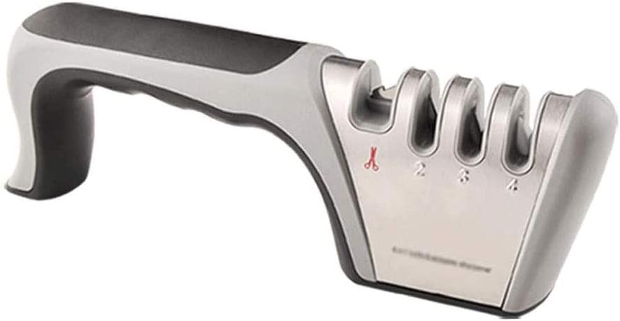 Kitchen Knife Sharpener & Cut-Resistant Glove | 4-Stage Knife Sharpening Tool Restores, Polishes and Helps Repair Blades, Dull Steel, Paring, Chefs and Pocket Knives | Stainless Steel