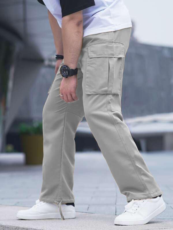HUNGSON Mens Cargo Pants Drawstring Casual Hiking Pants Joggers Athletic Trousers Cotton Loose Straight Sweatpants for Men - Image 3