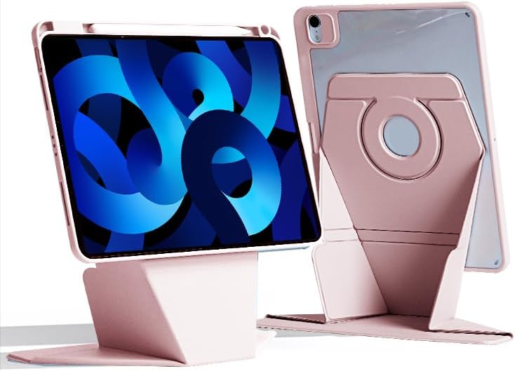 720 Rotating Tablet Case for iPad Pro 12.9-inch 2022/2021/2020/2018 Generation 12.9" Magnetic Detachable Tablets Casing, Stand Floating Back Cover (Pink, iPad Pro (12.9"))