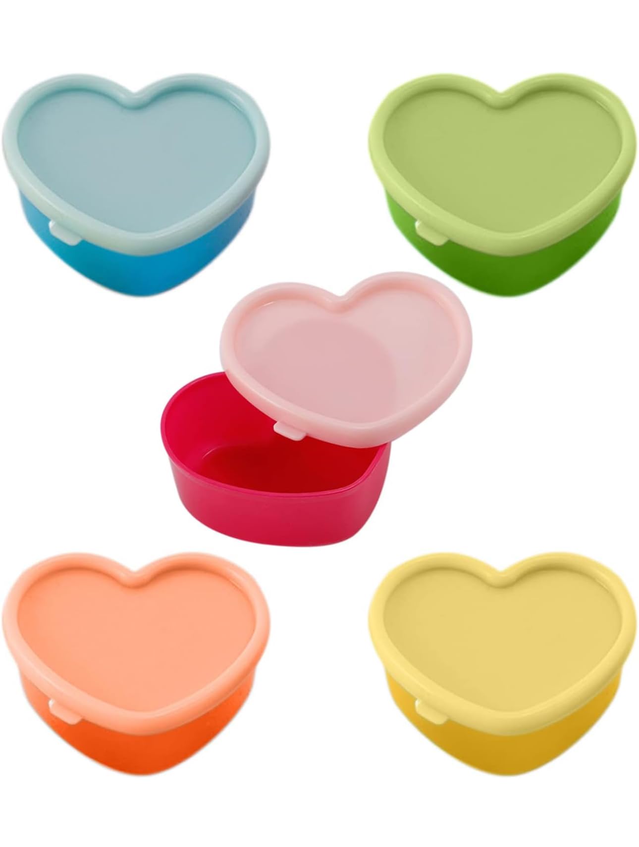 5-Piece Set: BPA-Free Plastic Freezer box with Lids, Meal Prep box, Food Storage, and Storing Cereal, Rice, Pasta, Tea, Nuts, and Coffee Beans, Ice Cream Tub, Sorbets Yogurts,Gelatos, Heart shape